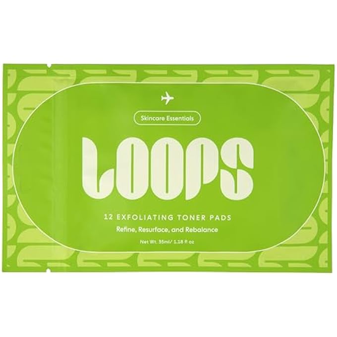 Loops EXFOLIATING TONER KOREAN SKINCARE - REFINE, RESURFACE, AND REBALANCE SKIN - PRE-SOAKED BAMBOO PAD - VEGAN, NATURAL, BIODEGRADABLE TONER PADS FOR FACE - Image 1